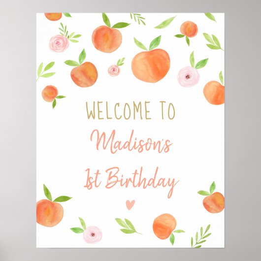 Zoet als een peach Birthday Poster (Voorkant)