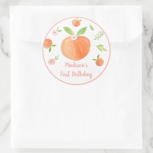 Zoet als een peach Birthday Ronde Sticker (Tas)