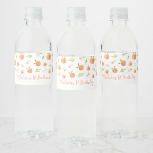 Zoet als een peach Birthday Waterfles Etiket (Flessen)
