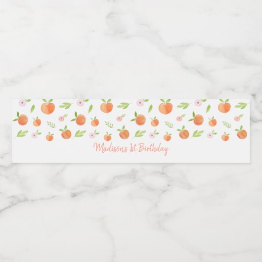 Zoet als een peach Birthday Waterfles Etiket (Enkel label)
