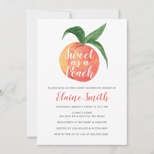 Zoet als een Peach Gender Neutral Baby shower Kaart (Voorkant)