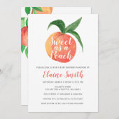 Zoet als een Peach Gender Neutral Baby shower Kaart (Voorkant / Achterkant)