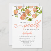 Zoet als een peach Girl Birthday Party Kaart (Voorkant)