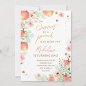 Zoet als een peach Girl Peraches 1e eerste verjaar Kaart (Voorkant)