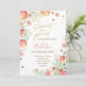 Zoet als een peach Girl Peraches 1e eerste verjaar Kaart (Staand voorkant)