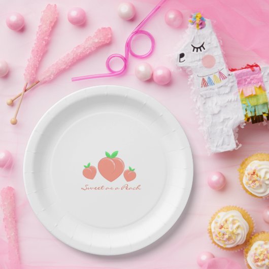 Zoet als een Peach Girly Verjaardag Papieren Bordje (Feest)