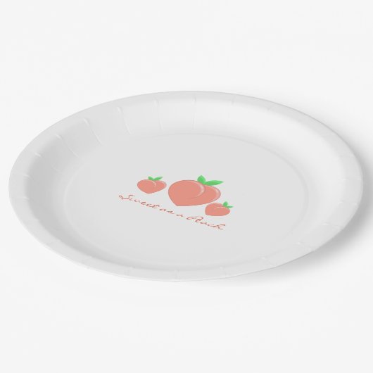 Zoet als een Peach Girly Verjaardag Papieren Bordje (Gekanteld)