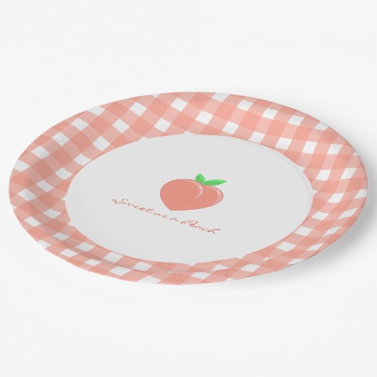 Zoet als een Peach Girly Verjaardag Papieren Bordje (Gekanteld)