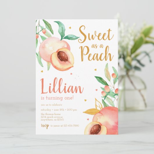 Zoet als een Peach Greenery Birthday Kaart (Staand voorkant)