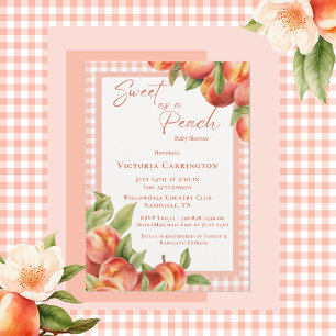 Zoet als een Peach Plaid Baby shower Kaart