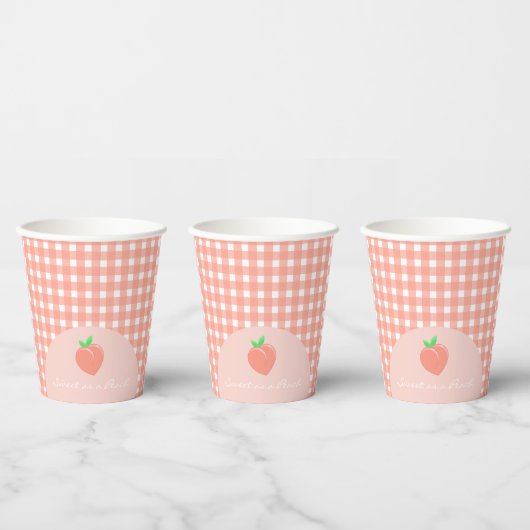 Zoet als een Peach Plaid Baby shower Papieren Bekers (Multi)