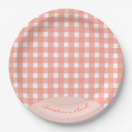 Zoet als een Peach Plaid Verjaardag Papieren Bordje