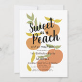 Zoet als een Peach Retro Meisje 1e Verjaardag Kaart (Voorkant)