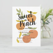 Zoet als een Peach Retro Meisje 1e Verjaardag Kaart (Staand voorkant)