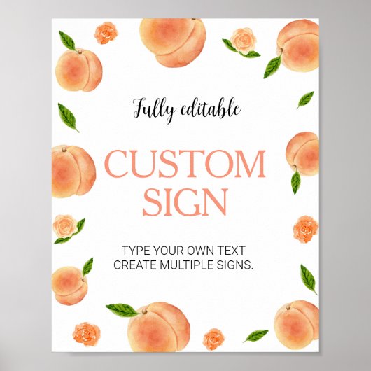 Zoet als een Peach verjaardag aangepaste tafel tek Poster (Voorkant)