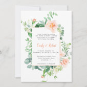 Zoet als een Peach Waterverf Rozen Lijst Weddensch Kaart (Voorkant)