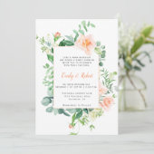 Zoet als een Peach Waterverf Rozen Lijst Weddensch Kaart (Staand voorkant)