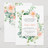 Zoet als een Peach Waterverf Rozen Lijst Weddensch Kaart (Voorkant / Achterkant)