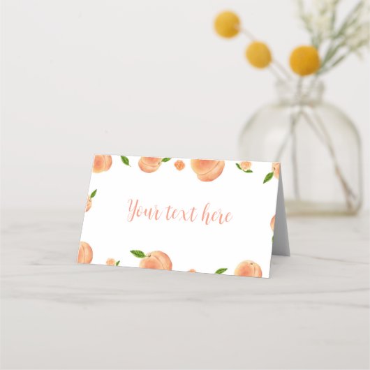 Zoet als een perzik 1e verjaardag Food Place Card Plaatskaartje (Voorkant)