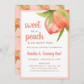 Zoet als een perzik 1e verjaardag uitnodigingen (Voorkant / Achterkant)