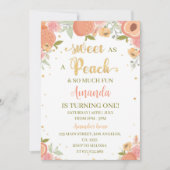 Zoet als een perzik eerste verjaardag uitnodiging (Voorkant)
