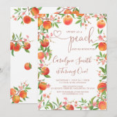Zoet als een perzik eerste verjaardag uitnodiging (Voorkant / Achterkant)