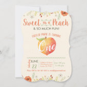 Zoet als een perzik eerste verjaardag uitnodiging (Voorkant)