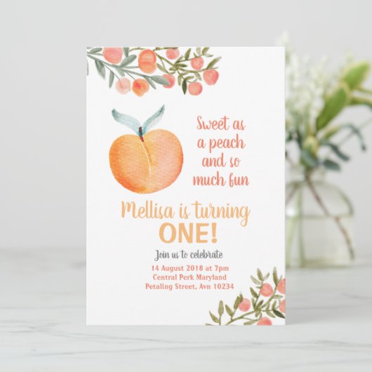 Zoet als een perzik en zo veel plezier Verjaardag Kaart (Staand voorkant)