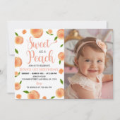 Zoet als een perzik foto verjaardag uitnodiging (Voorkant)
