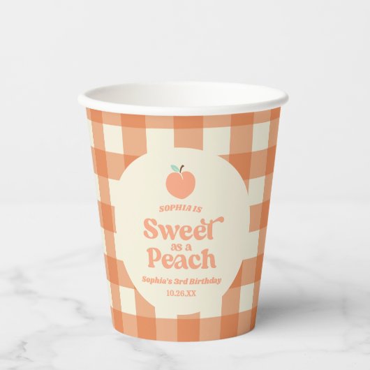 Zoet als een perzik fruit roze Sinaasappel verjaar Papieren Bekers (Voorkant)