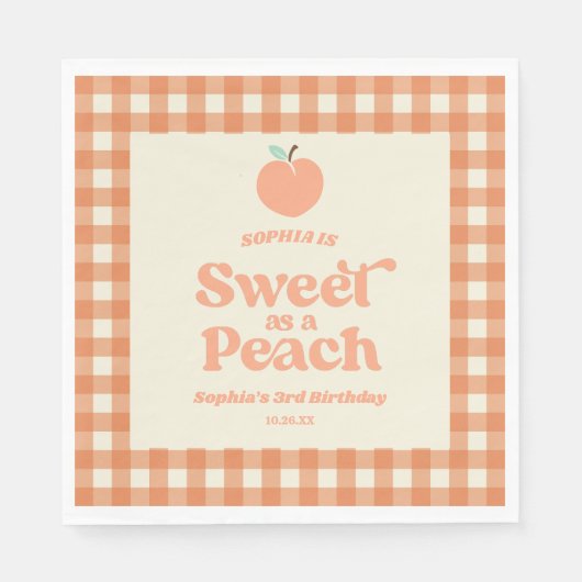 Zoet als een perzik fruit roze Sinaasappel verjaar Servet (Voorkant)