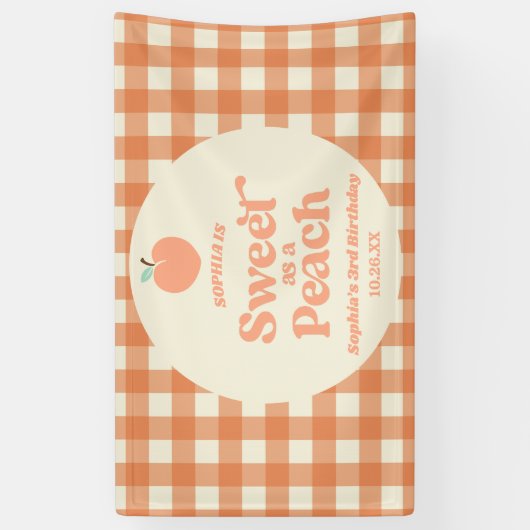 Zoet als een perzik fruit roze Sinaasappel verjaar Spandoek (Verticaal)