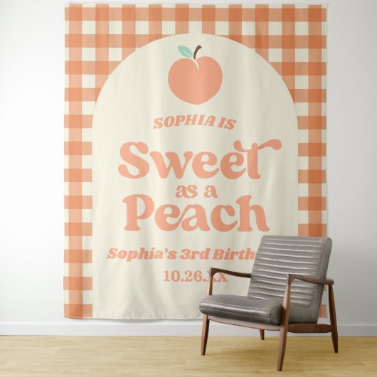 Zoet als een perzik fruit roze Sinaasappel verjaar Wandkleed (In situ)