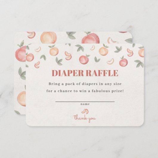 Zoet als een perzik luier loterij uitnodiging invo informatiekaartje (Voorkant / Achterkant)