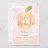 Zoet als een perzik roze meisje 1e verjaardag kaart (Voorkant)