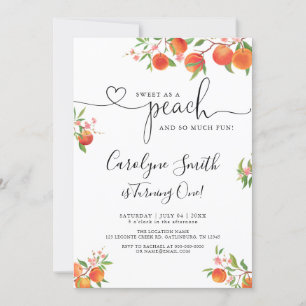 Zoet als een perzik verjaardag uitnodiging