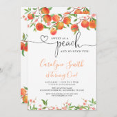 Zoet als een perzik verjaardagsfeestje uitnodiging (Voorkant / Achterkant)