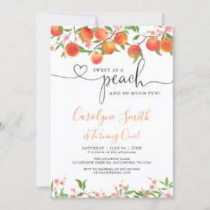 Zoet als een perzik verjaardagsfeestje uitnodiging