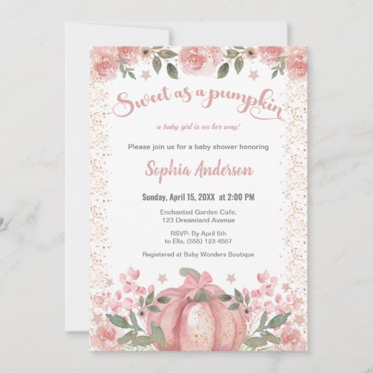 Zoet als een pompoen bloemenmeisje Baby shower Kaart (Voorkant)