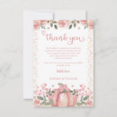 Zoet als een pompoen roze bloemenmeisje Baby showe Bedankkaart (Voorkant)