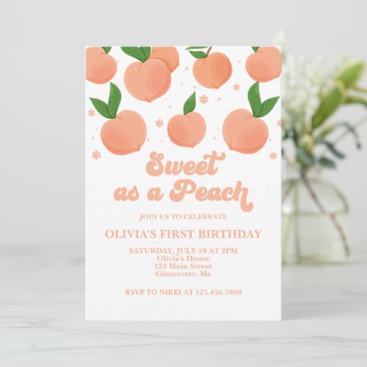 Zoet als een uitnodiging voor een peach Birthday (Staand voorkant)
