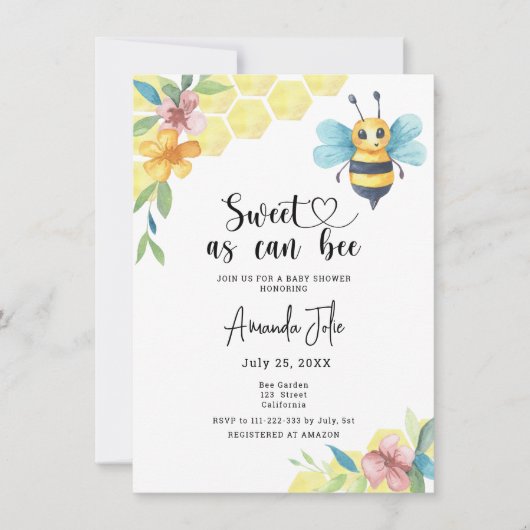 Zoet als florale baby shower kaart (Voorkant)