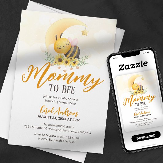 Zoet als Honey Mama naar Bee Baby shower Kaart