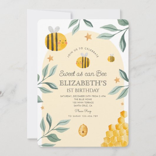 Zoet als kan 1e verjaardag zijn kaart (Voorkant)