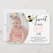 Zoet als kan Bee 1st Verjaardag Party Foto Kaart (Voorkant)