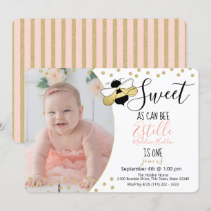 Zoet als kan Bee 1st Verjaardag Party Foto Kaart