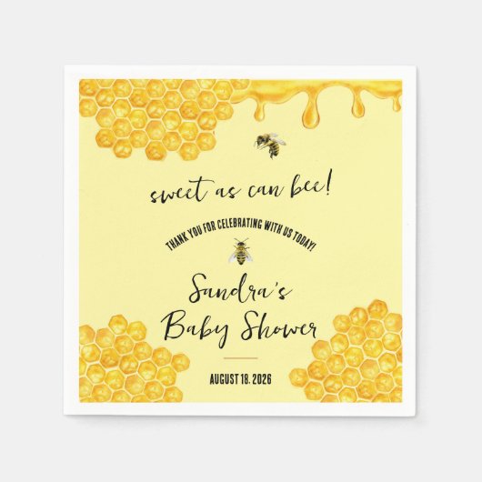Zoet als kan Bee! Baby Shower Servet (Voorkant)
