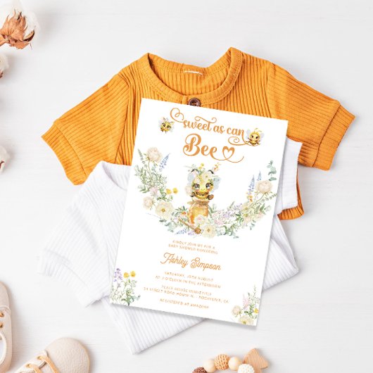 Zoet als kan Bee Bloemen Schattige Baby shower Kaart