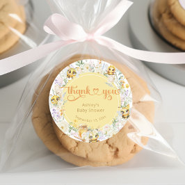 Zoet als kan Bee Bumble Bee Baby shower Dank u Ronde Sticker