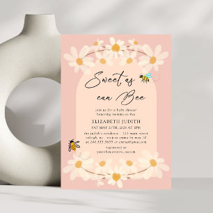 Zoet als kan Bee Floral Daisy Baby shower Kaart